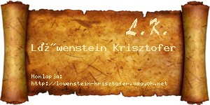 Löwenstein Krisztofer névjegykártya